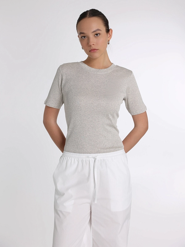 LOULOU STUDIO футболка AVALYNGREYMELANGE